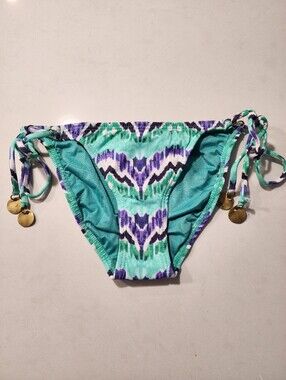 NEW! Sofia by Vix SZ XS Aqua and Purple Tie-Side Bikini Bottom